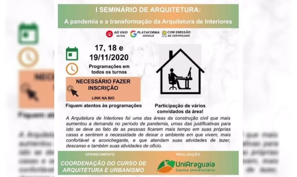 Coordenação do Curso de Arquitetura e Urbanismo promove I Seminário de Arquitetura