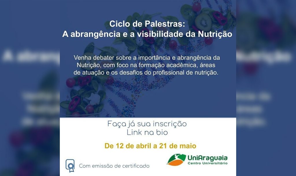 Ciclo de Palestras do curso de Nutrição continua até 21 de maio