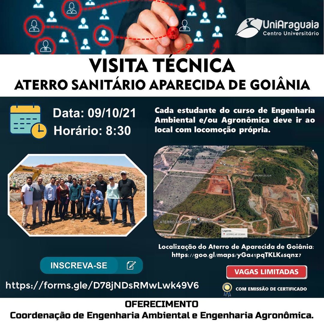 Cursos de Engenharia Ambiental e Engenharia Agronômica fazem visita técnica ao Aterro Sanitário de Aparecida de Goiânia
